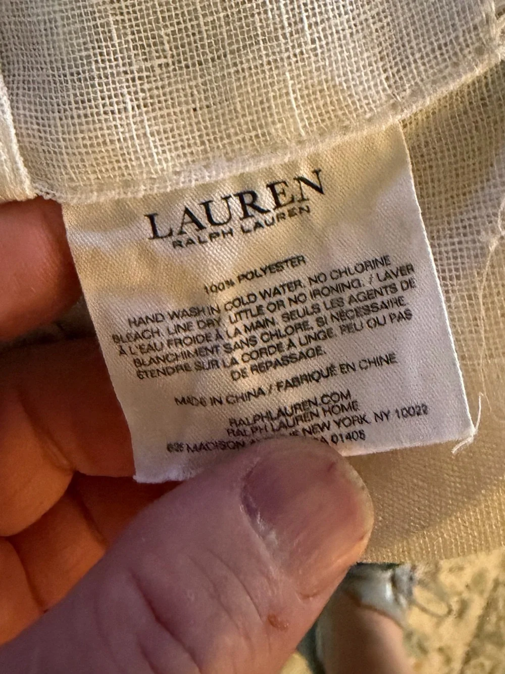 Pair of Ralph Lauren White Farmhouse Chic Hemstitch Sheer Curtains